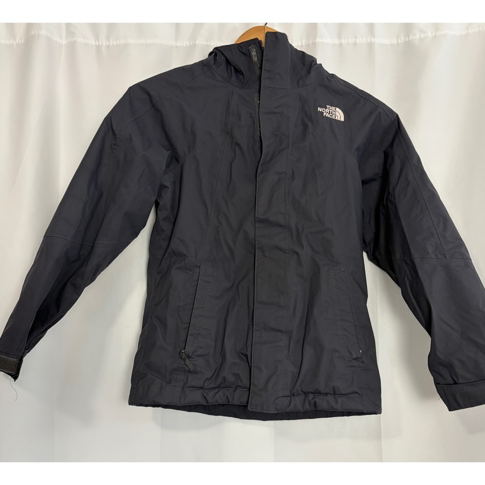 The North Face Girls DryVent Rain Jacket Gray Pink Size M 10/12 Waterproof